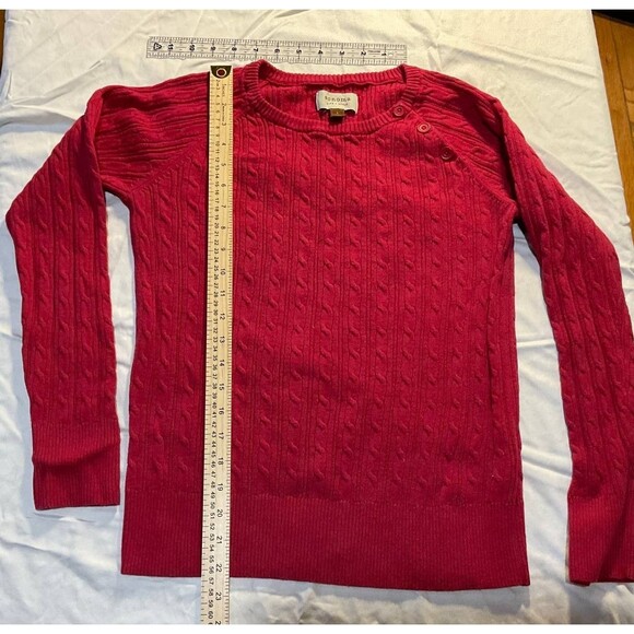 Sonoma Cable Knit Sweater Womens Large Red Crew Neck Pullover Long Sleeves - Picture 5 of 5